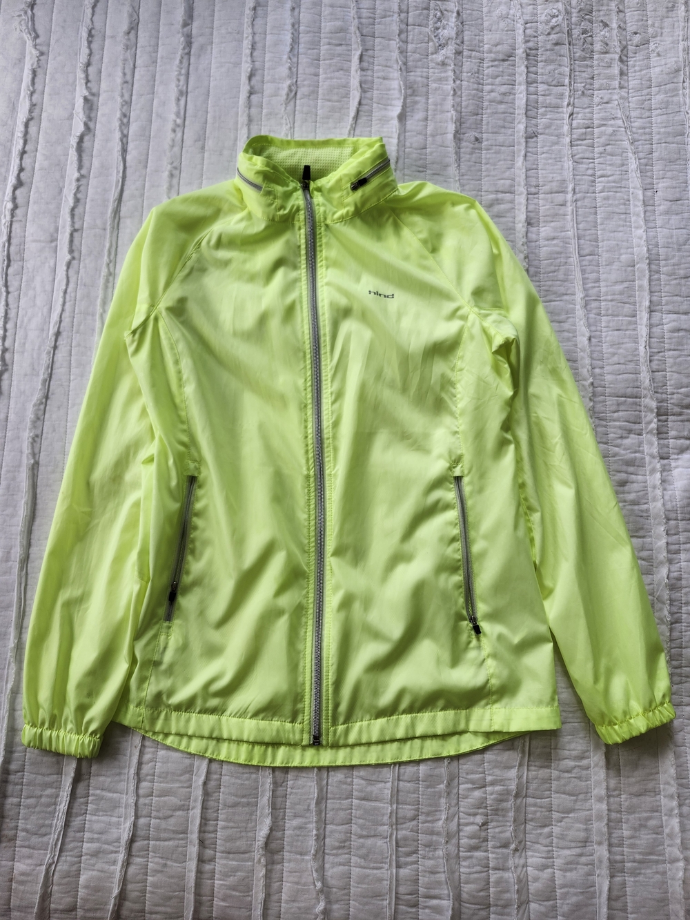 Vintage Hind Neon Yellow Women's Windbreaker Lightweight Coat Running Jacket M
